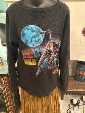 VINTAGE 1992 HOLOUBEK HARLEY DAVIDSON CALL OF THE WILD THERMAL WAFFLE TOP